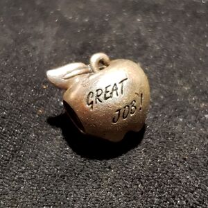 Silver apple teacher school charm